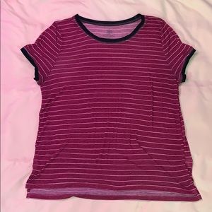 A maroon striped Retro Ringer Tee